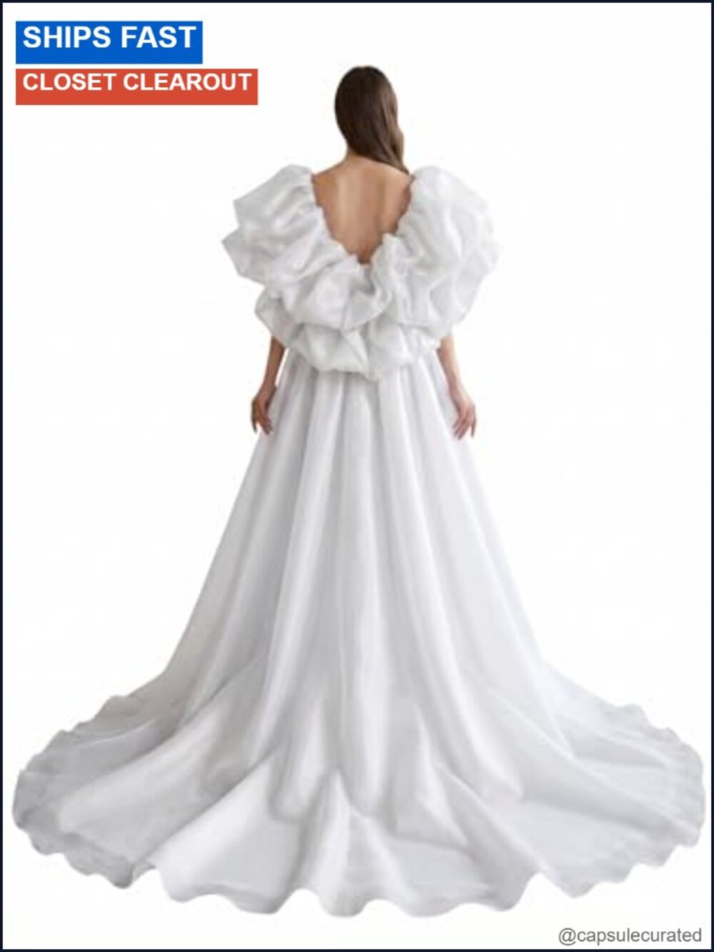 Women's Organza Shoulder Cape Cloak Detachable Train Wedding Bridal Shawl